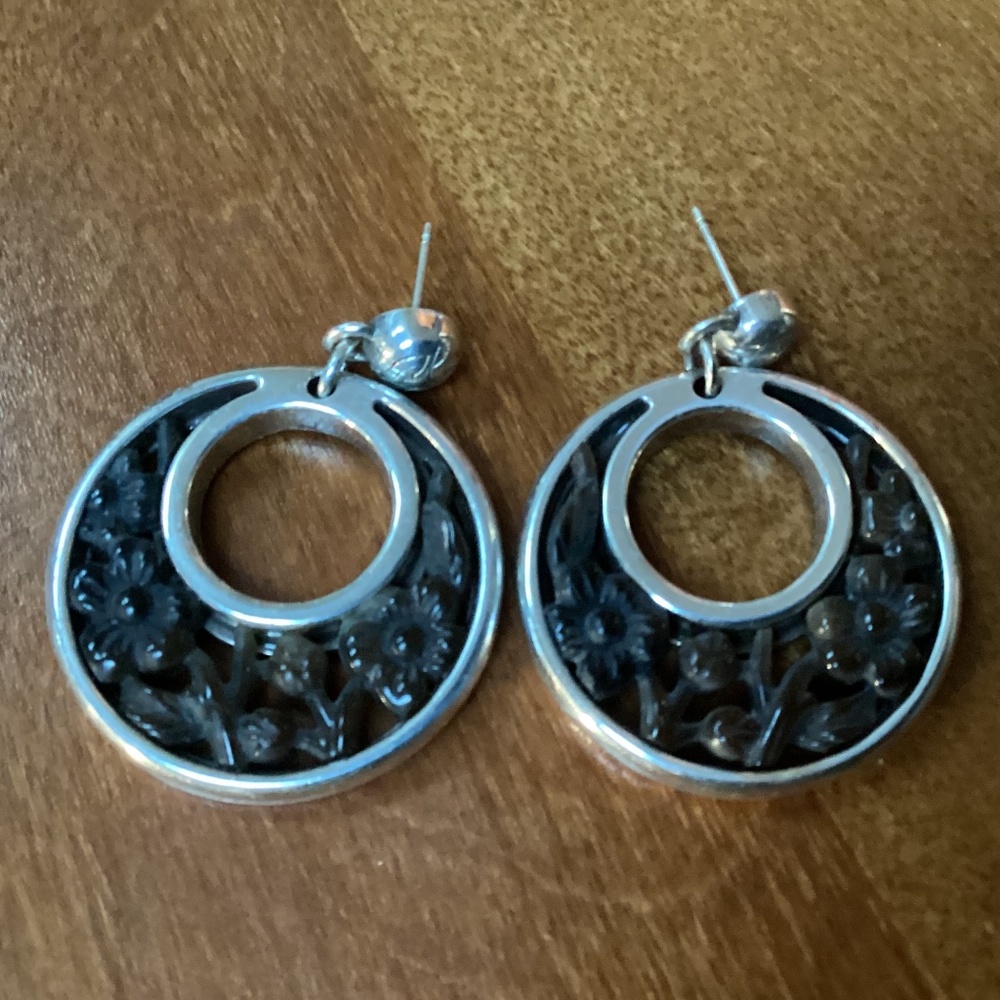 Brighton Large Round Silver-tone Drop Earrings